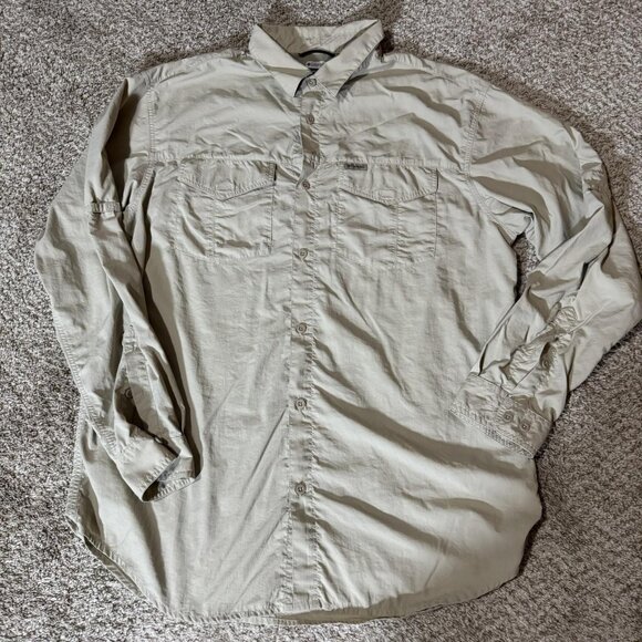 Columbia Titanium Shirt Mens Extra Large Khaki Omni-Dry Vented Fishing Hiking - Picture 1 of 11